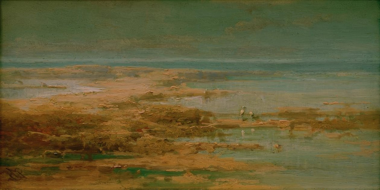 Nillandschaft com cegonhas de Carl Spitzweg