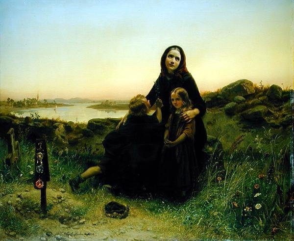 A viúva de luto, 1852 de Carl Wilhelm Huebner