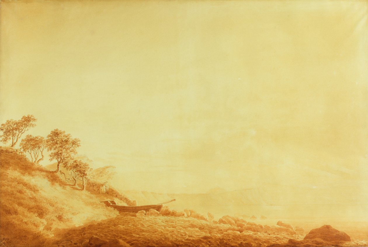 Olhando para Arkona ao nascer do sol, 1801 (tinta no papel) de Caspar David Friedrich