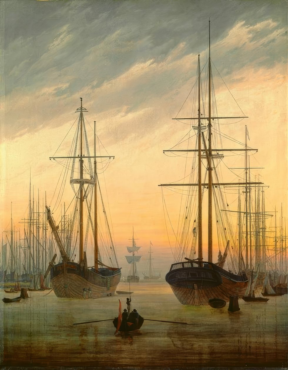 Vista de um porto de Caspar David Friedrich