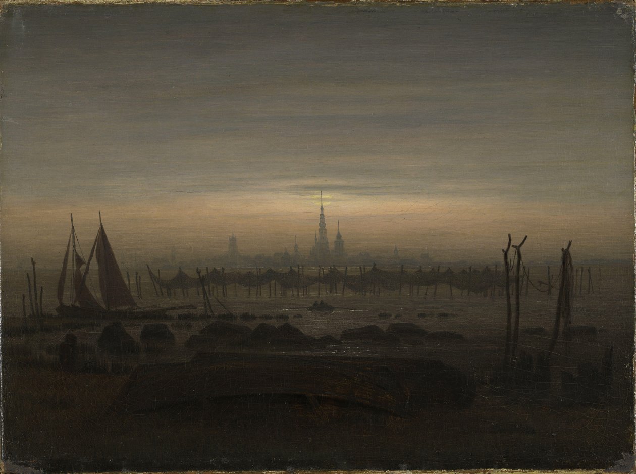 Greifswald ao luar de Caspar David Friedrich