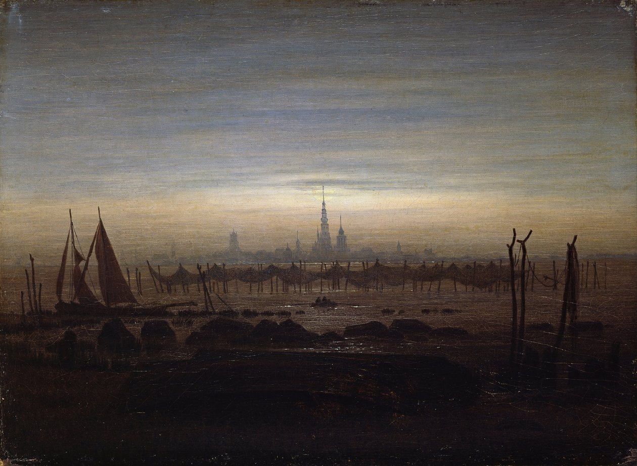 Greifswald ao luar de Caspar David Friedrich