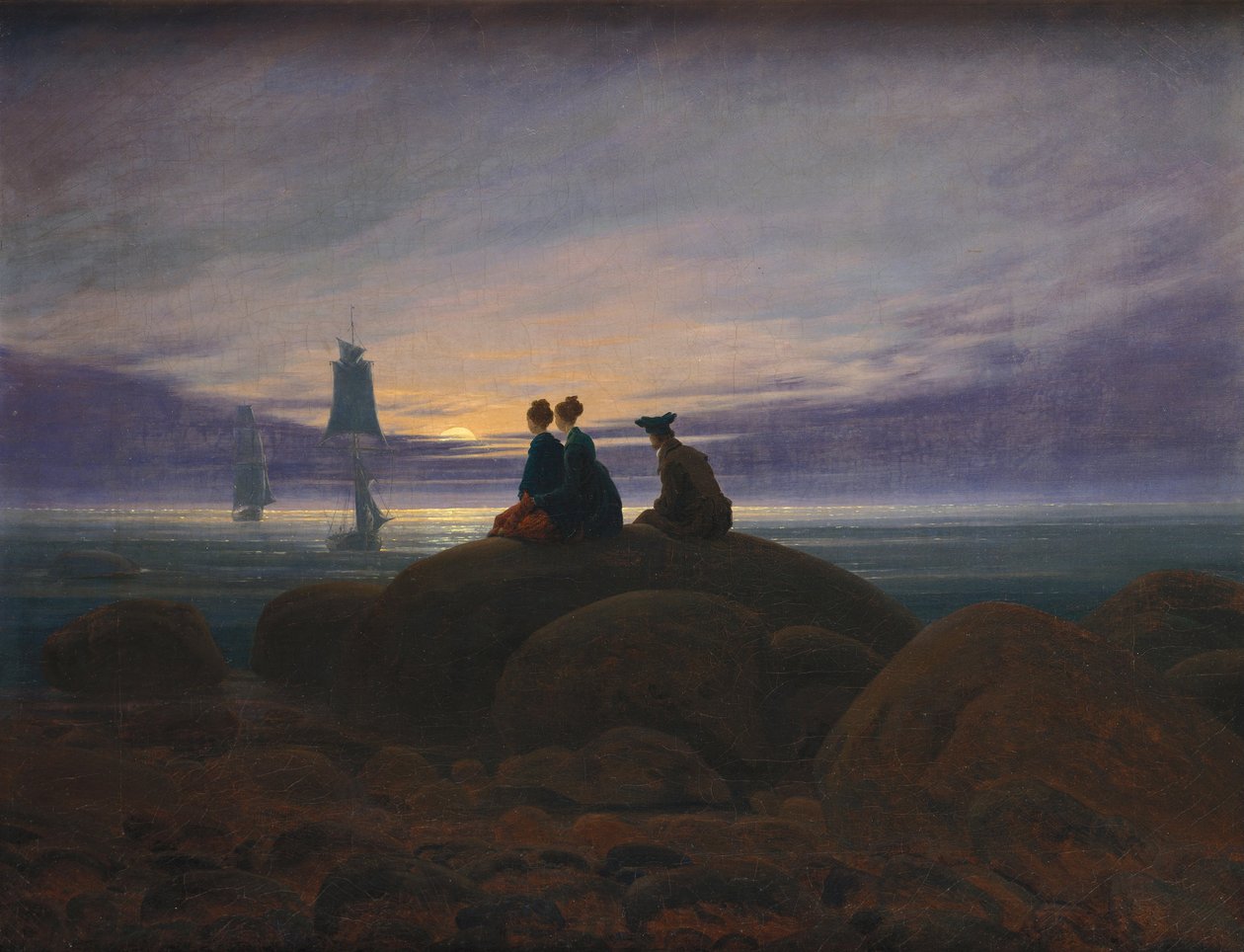 Nascer da lua no mar de Caspar David Friedrich