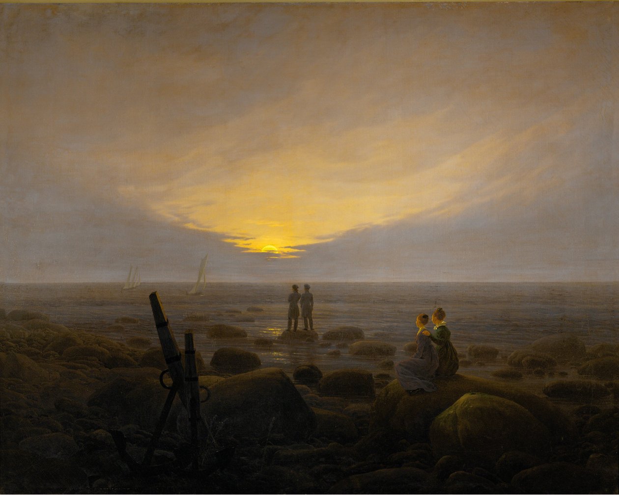 Nascer da lua sobre o mar de Caspar David Friedrich