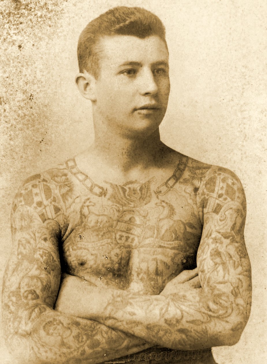 Retrato, de, um, tatuado, homem de Charles Eisenmann