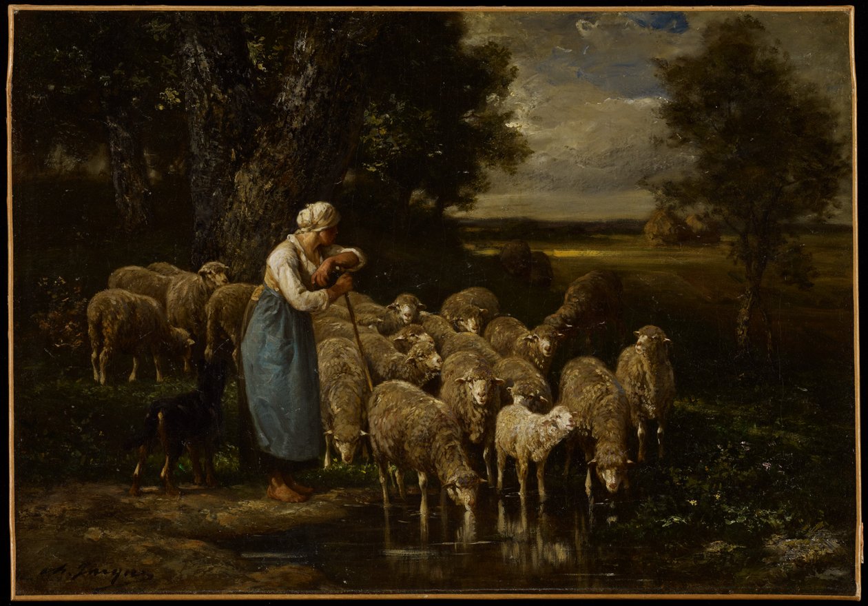 Pastora e ovelha, Fontainebleau de Charles Emile Jacque