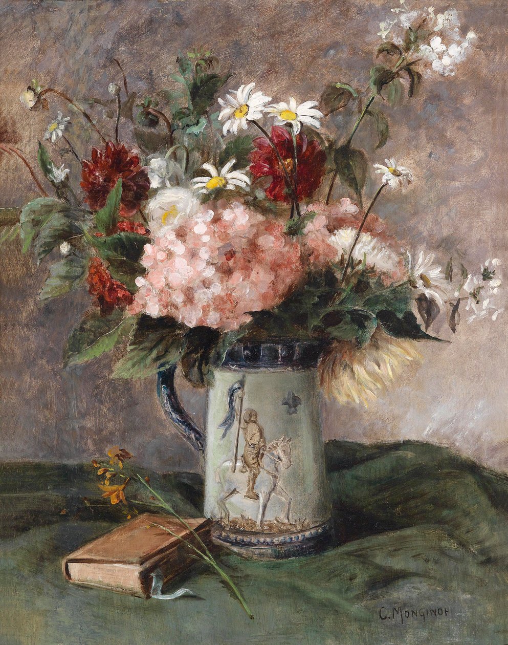 Peça de flor com livro de Charles Monginot