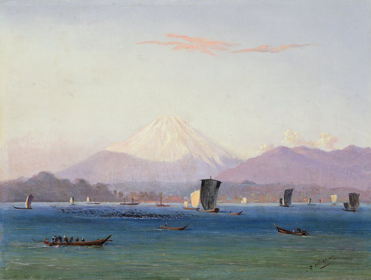 Uma visão do Monte Fuji de Charles Wirgman