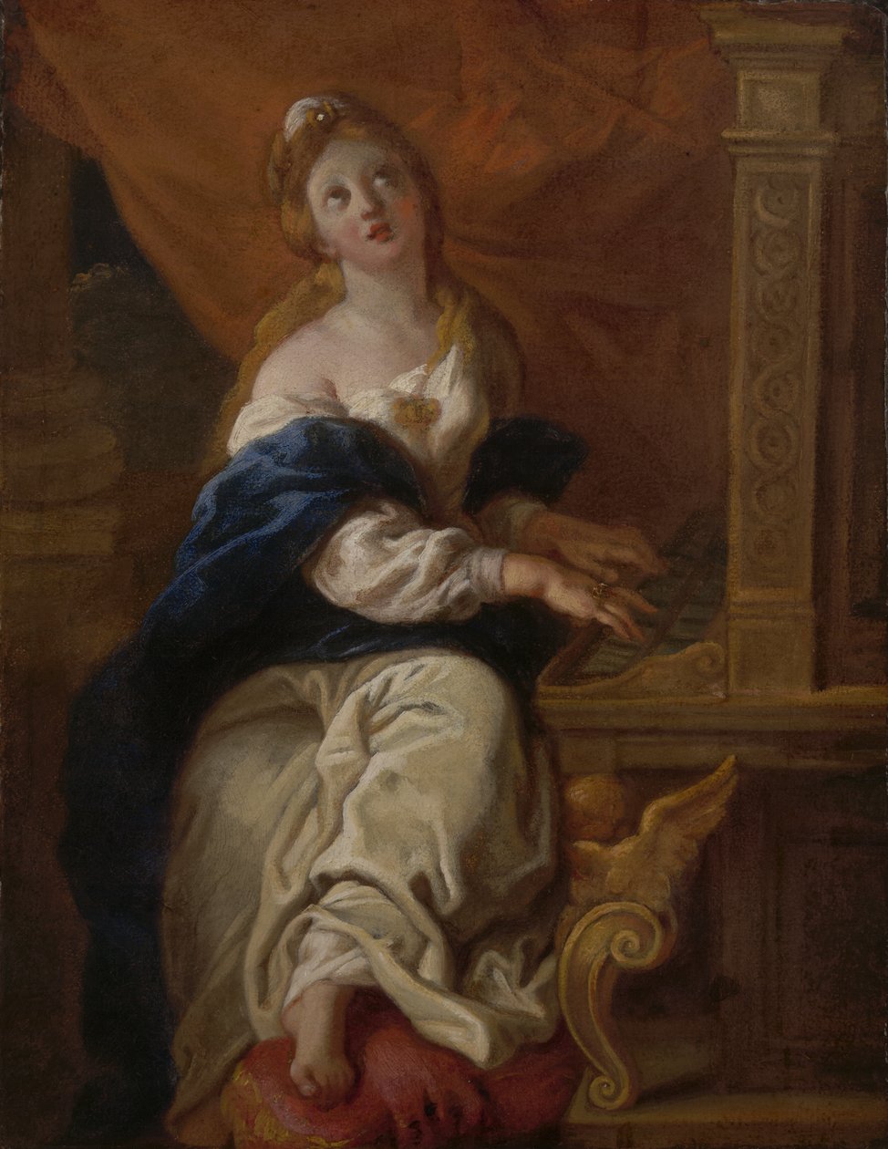 Santa Cecília, c.1700 (óleo sobre papel) de Charles de la Fosse