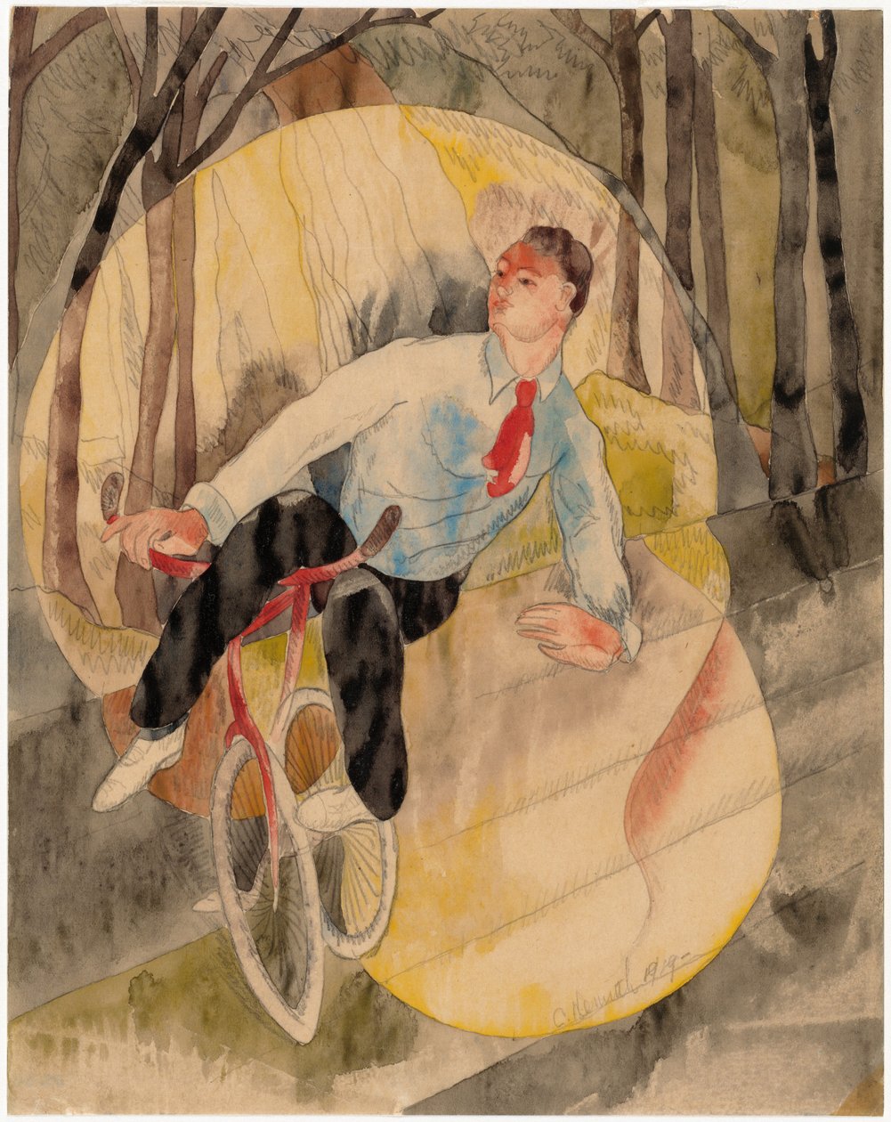 Em Vaudeville, o ciclista de Charles Demuth