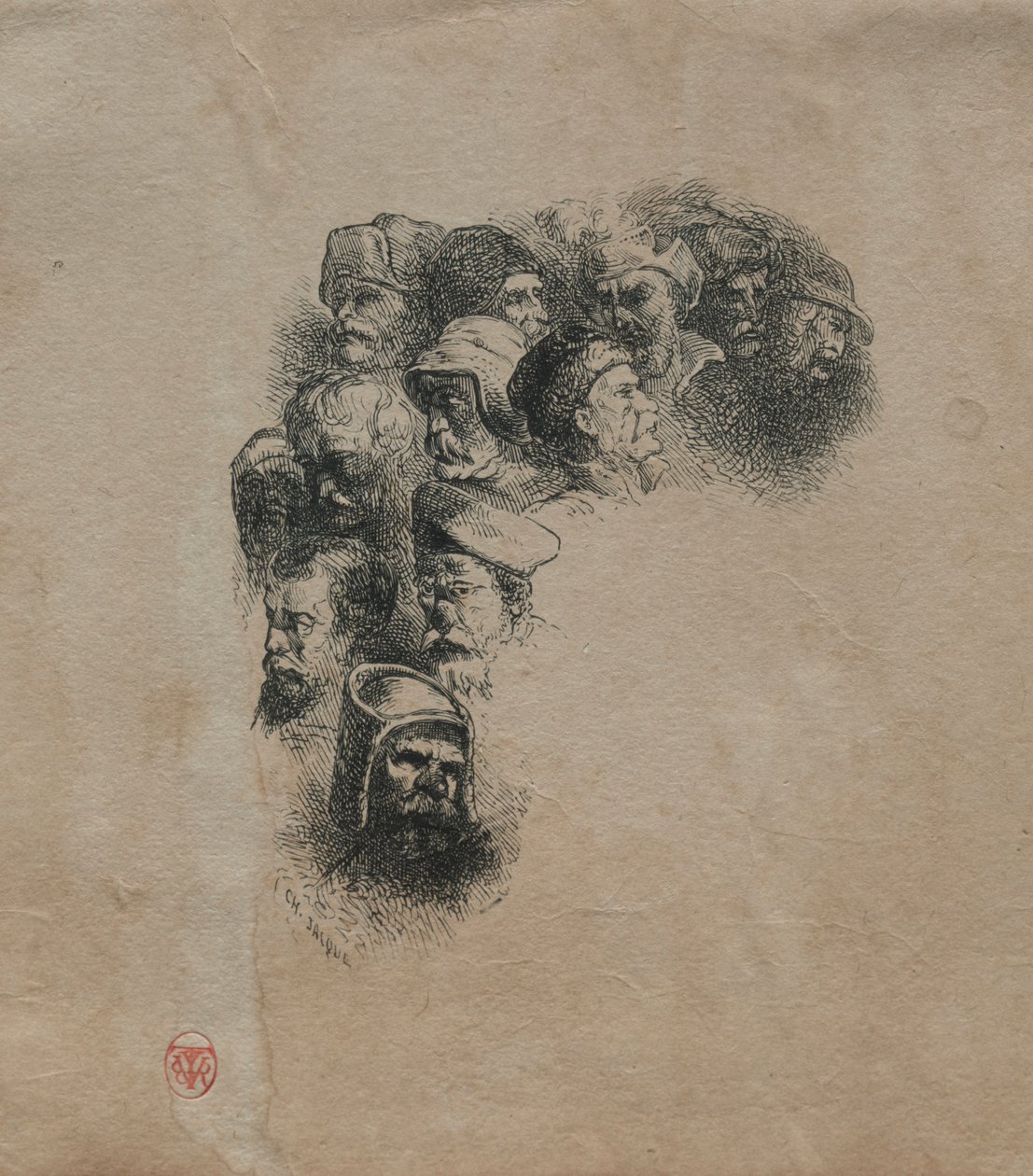 Estudo de Chefes. de Charles Emile Jacque