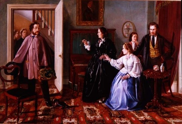 Os Dois Suitors (óleo) de Charles Hunt