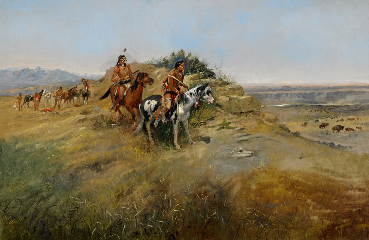 Caça ao Búfalo, 1891 de Charles Marion Russell