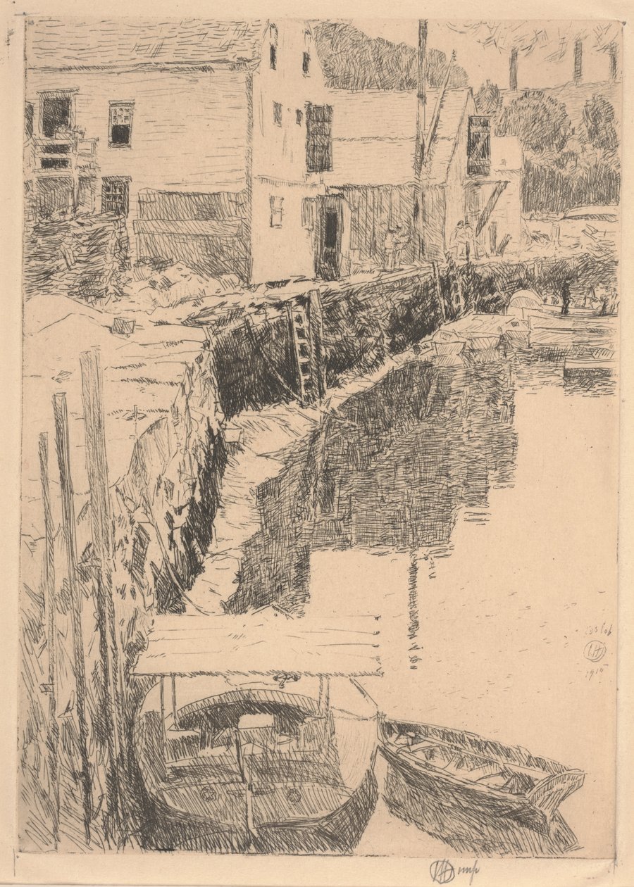 Cos Cob Dock de Childe Frederick Hassam