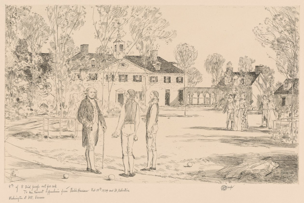 Washington no Monte Vernon de Childe Hassam