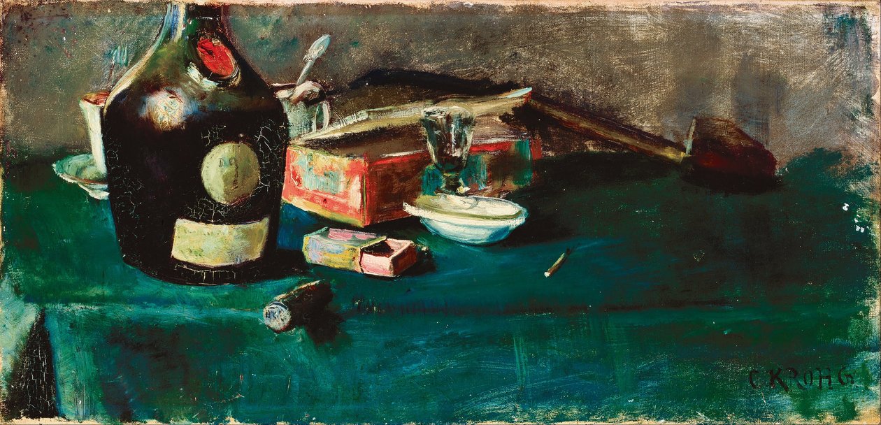 Ainda vida com uma garrafa de DOM de Christian Krohg