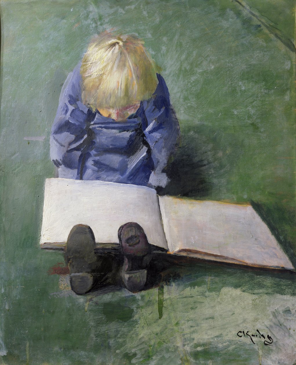 Pequeno Ebbe lendo de Christian Krohg