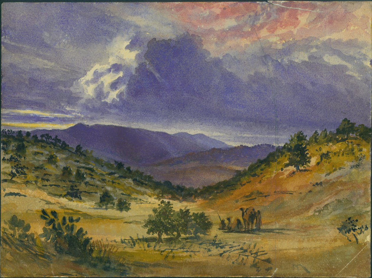 Monte Carmelo, 1872 (wc e lápis sobre papel) de Claude Conder