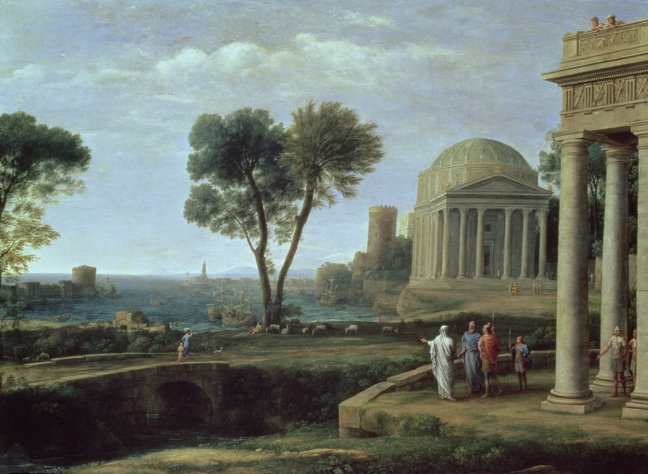 Paisagem com Enéias em Delos, 1672 de Claude Lorrain