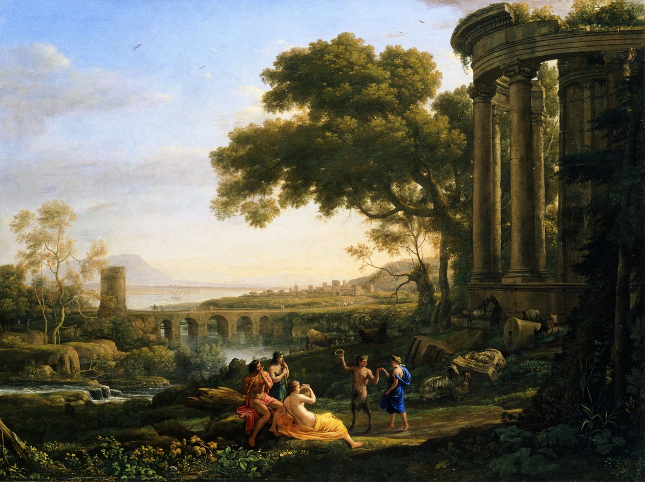 Paisagem com ninfa e sátiro dançando de Claude Lorrain