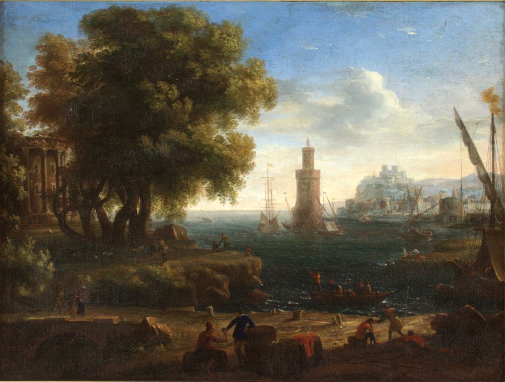 Paisagem, de, um, porto de Claude Lorrain