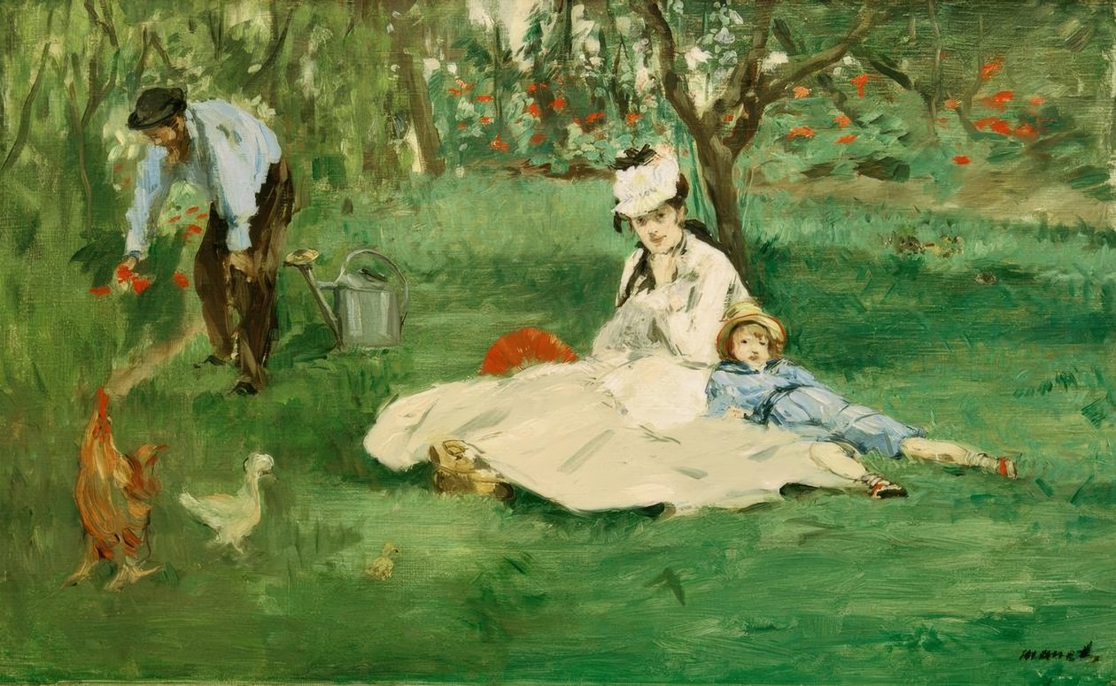A família Monet no jardim de Claude Monet