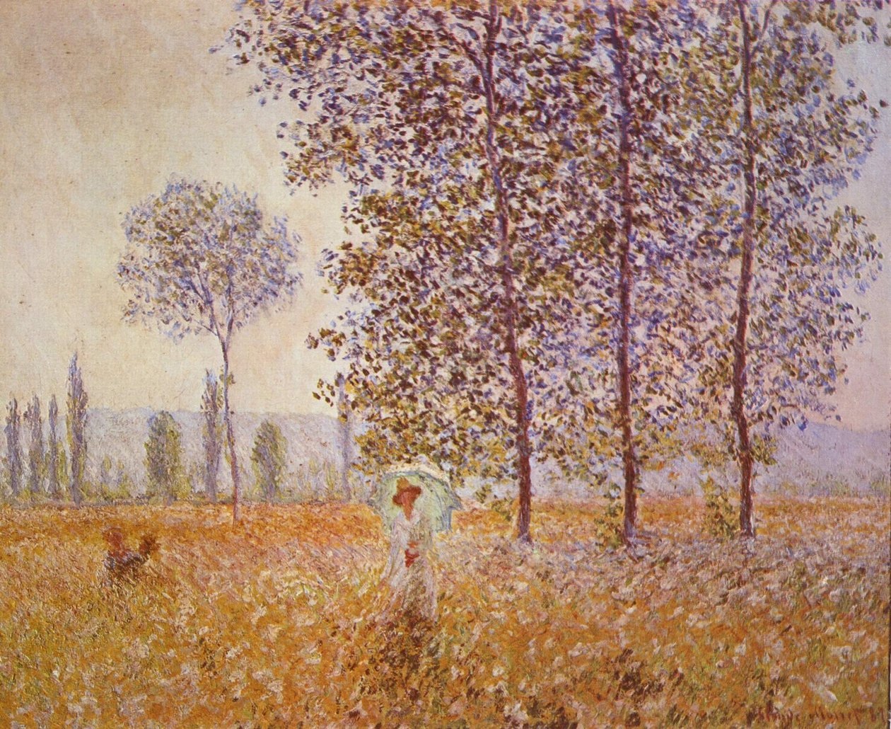 Choupos à luz do sol de Claude Monet