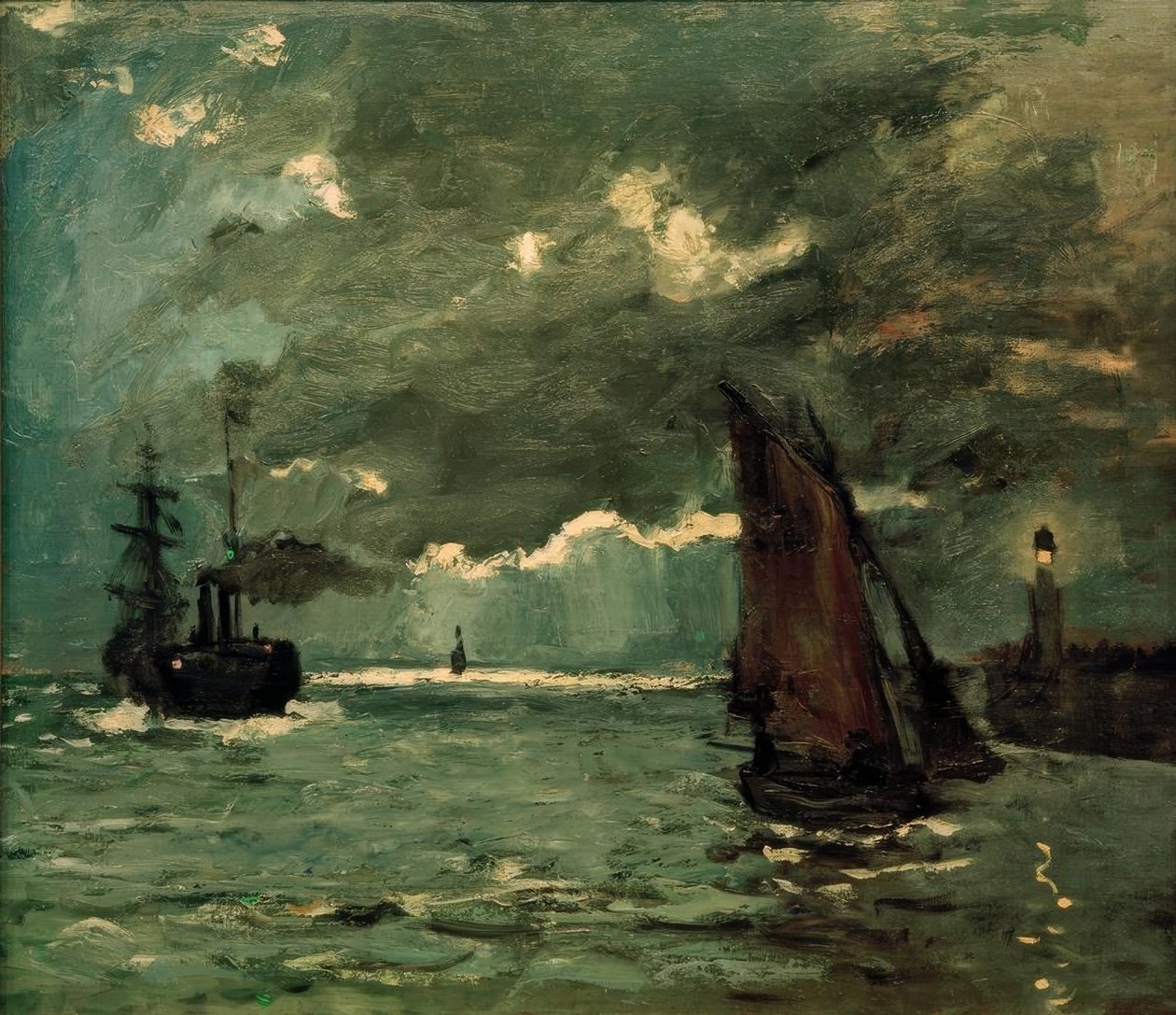 Seascape, navios ao luar de Claude Monet