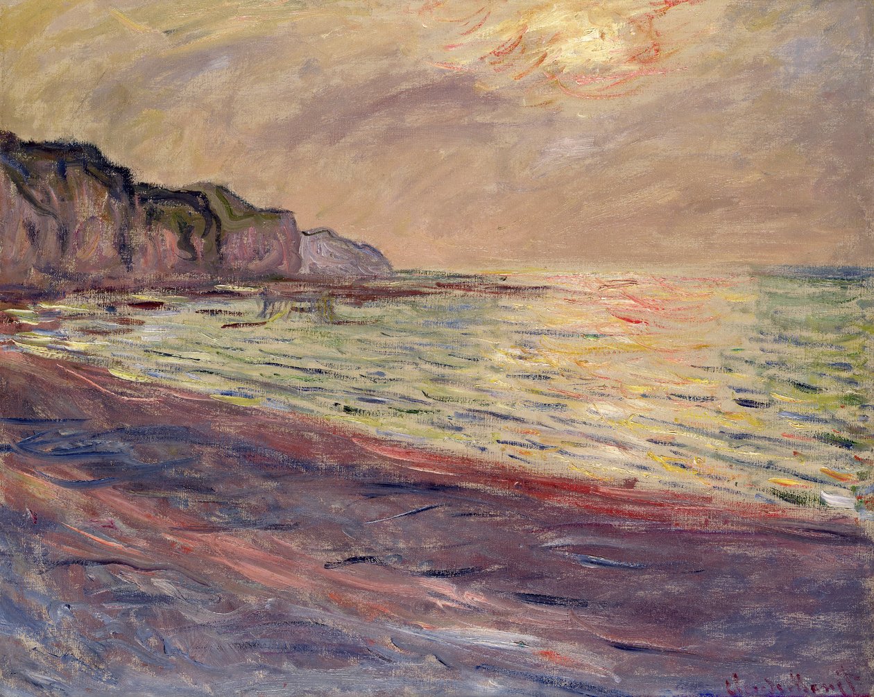 A praia de Pourville, Setting Sun, 1882 de Claude Monet