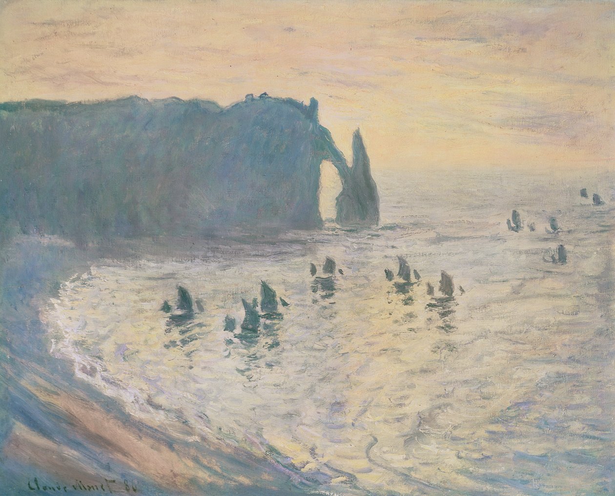 Os penhascos em Etretat, 1886 de Claude Monet