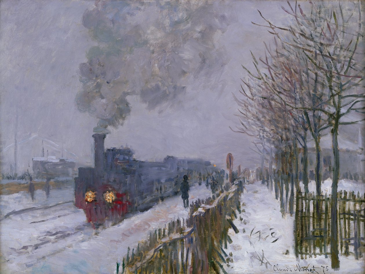 Treinar na neve ou a locomotiva, 1875 de Claude Monet