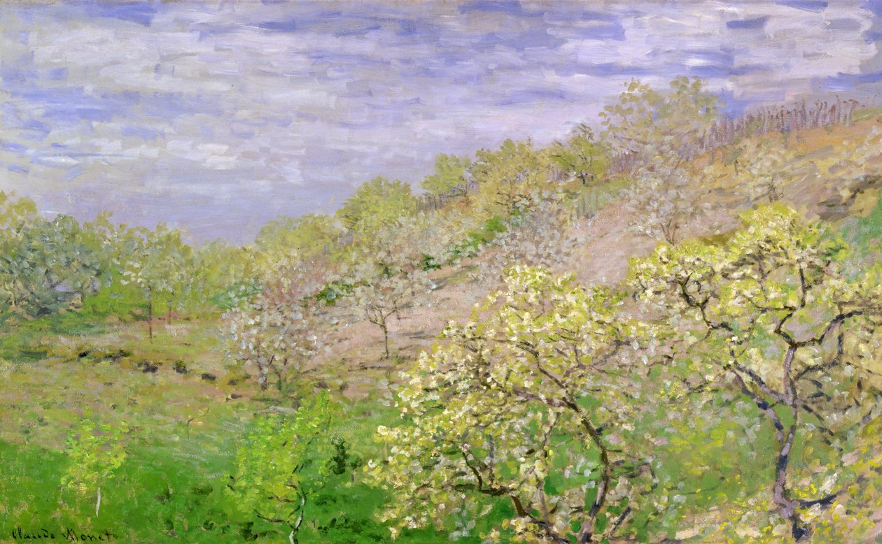 Árvores em flor de Claude Monet