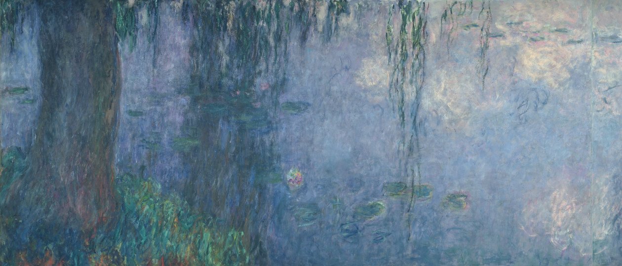 Waterlilies: Morning with Weeping Willows, detalhe da seção esquerda, 1914-18 (ver também 71321-22) de Claude Monet