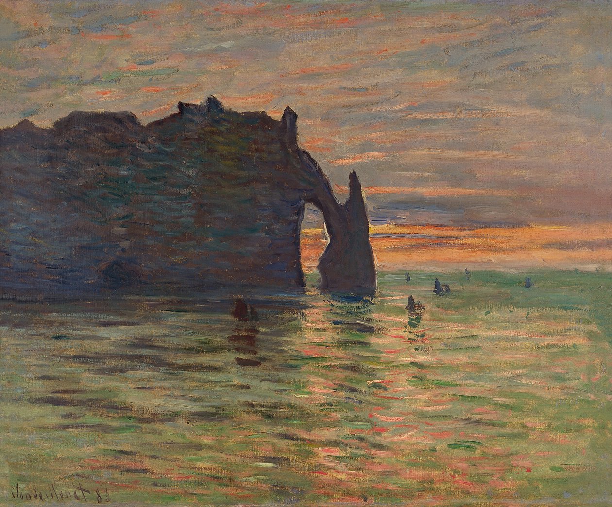 Pôr-do-sol em Etretat de Claude Monet