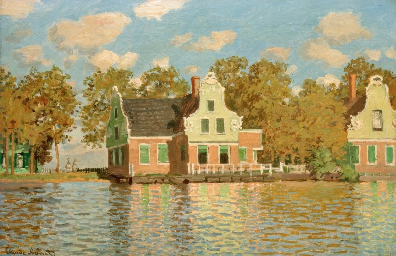 Casas na água em Zaandam de Claude Monet