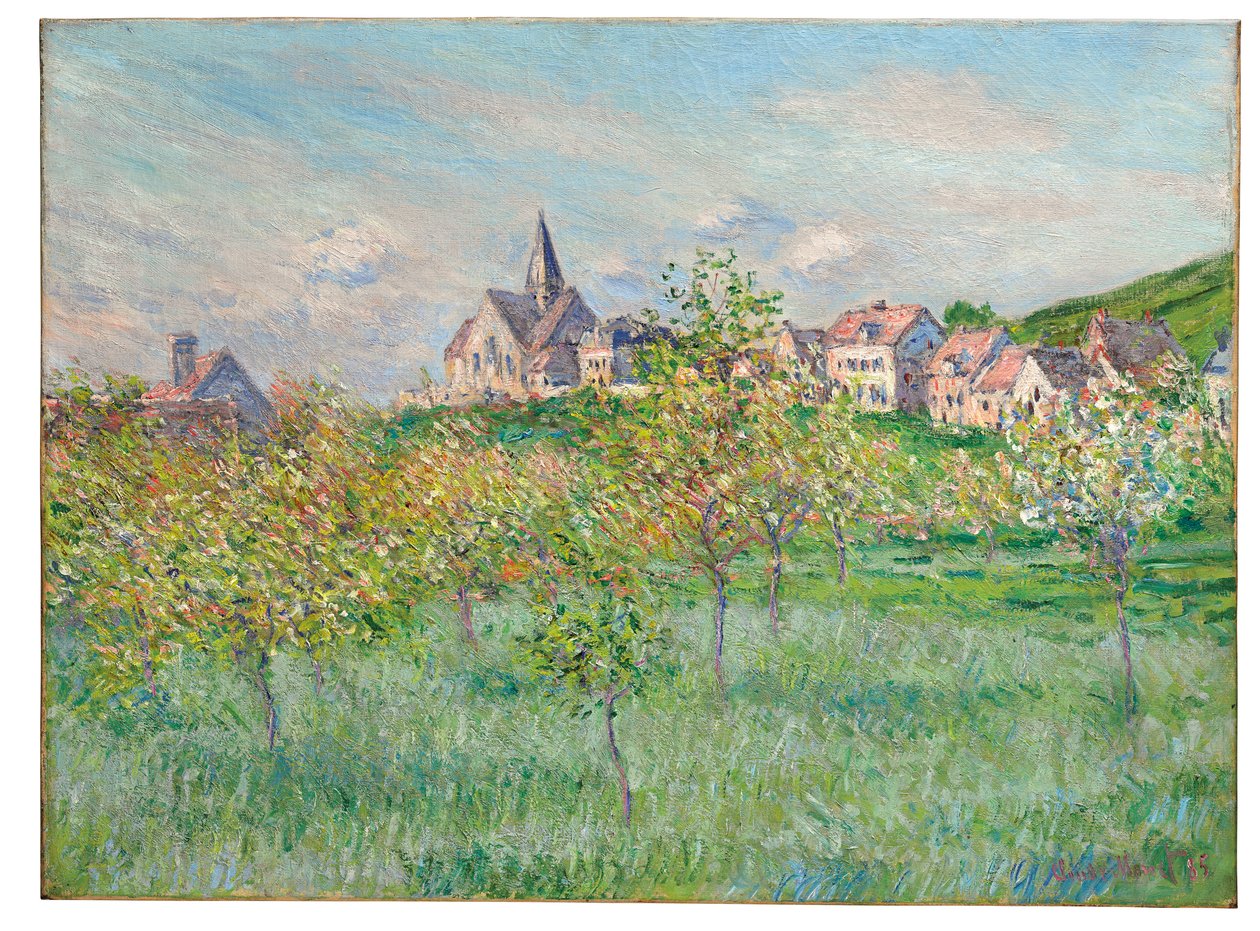 Primavera em Giverny, efeito da tarde, 1885 de Claude Monet