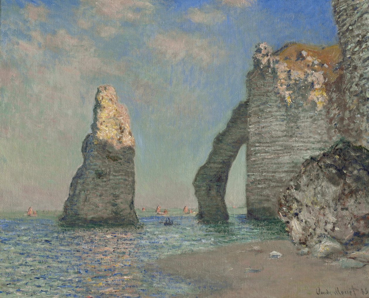 Os penhascos em Etretat, 1885 de Claude Monet