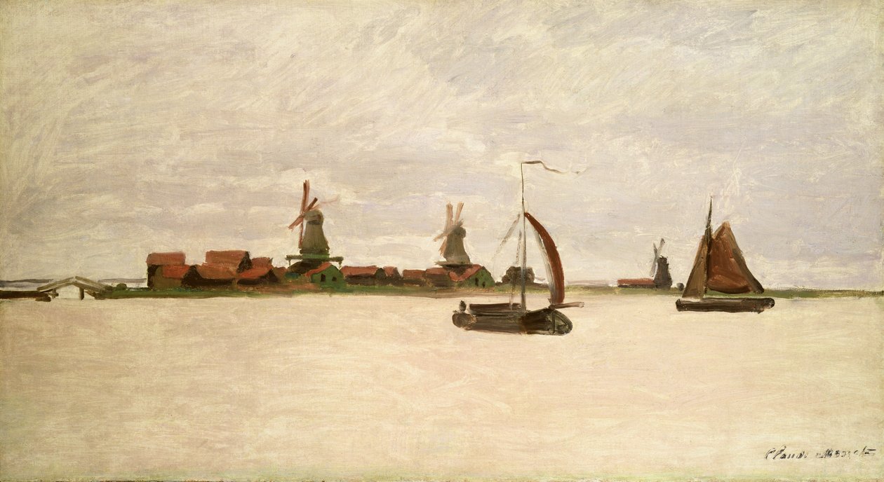 O porto exterior em Zaandam, 1871 de Claude Monet