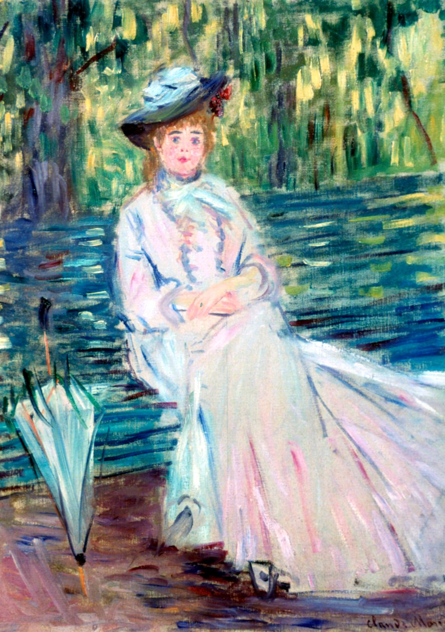 Mulher sentada em um banco, c1874 de Claude Monet