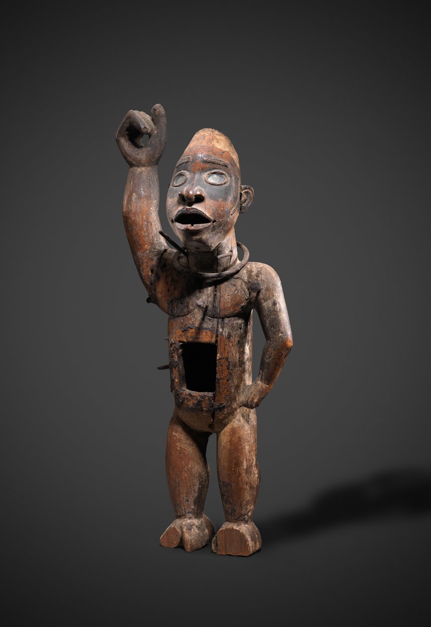Nkisi (madeira, ferro e vidro) de Congolese