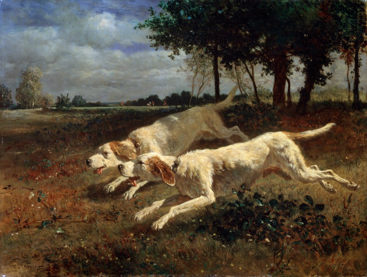 Cães Running, 1853. de Constant Troyon