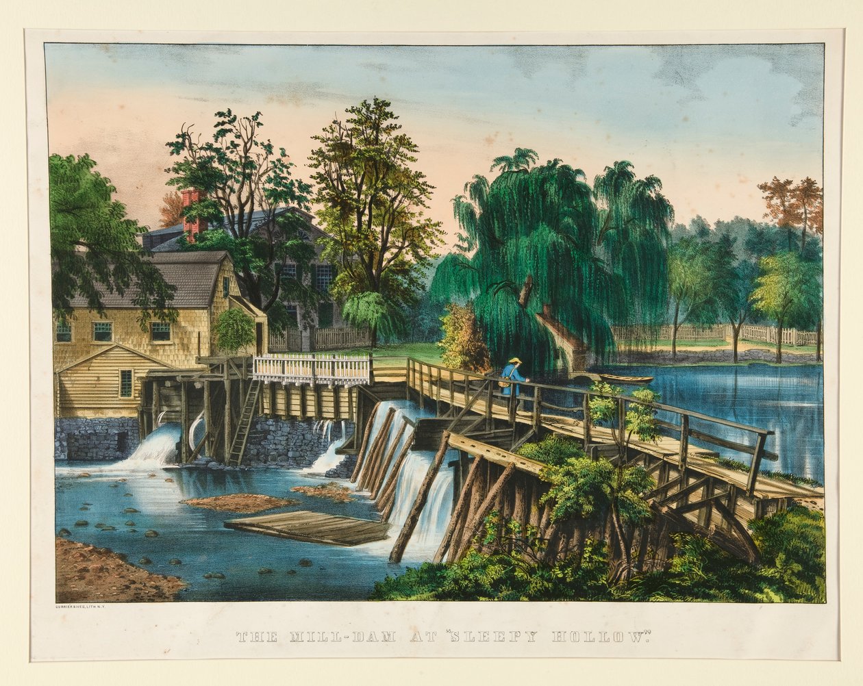 A barragem do moinho em de Currier and Ives