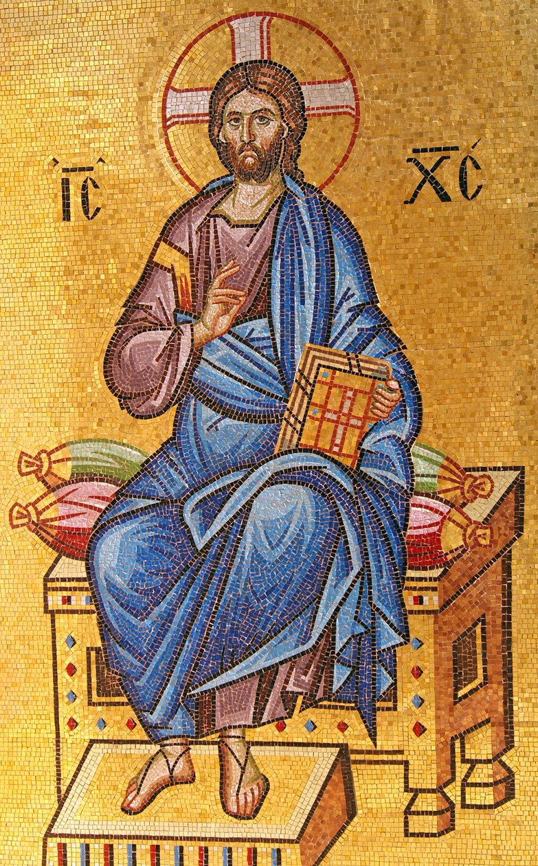 Cristo sentado, Mosteiro de Kykkos, Montanhas Troodos, Chipre (mosaico) de Cypriot