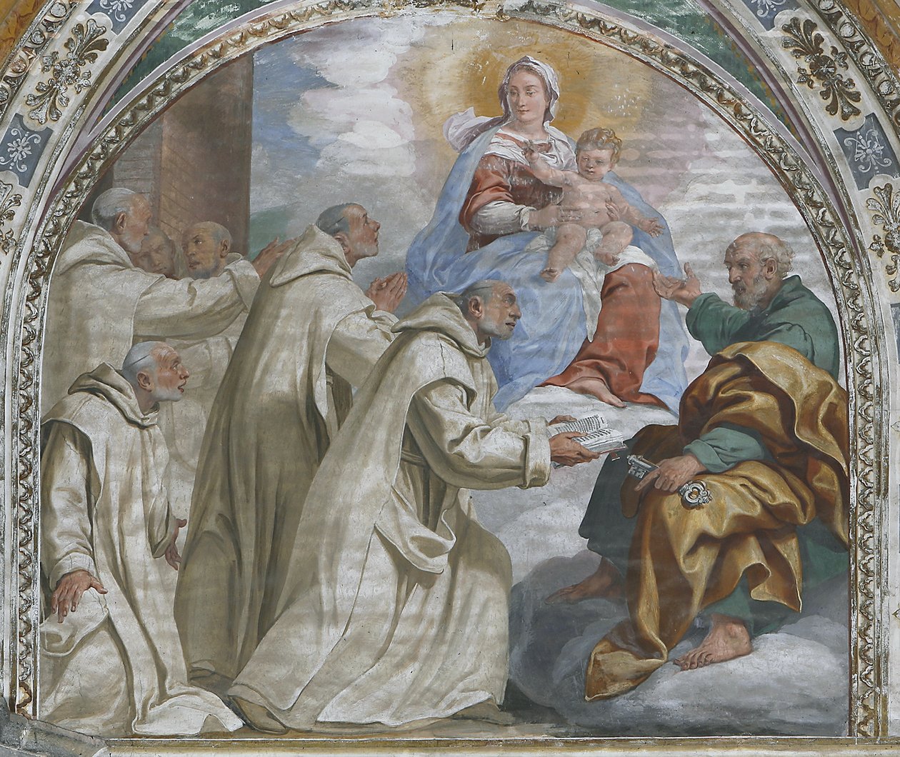 A Madonna e a criança aprovando a Ordem Carthusiana de Daniele Crespi