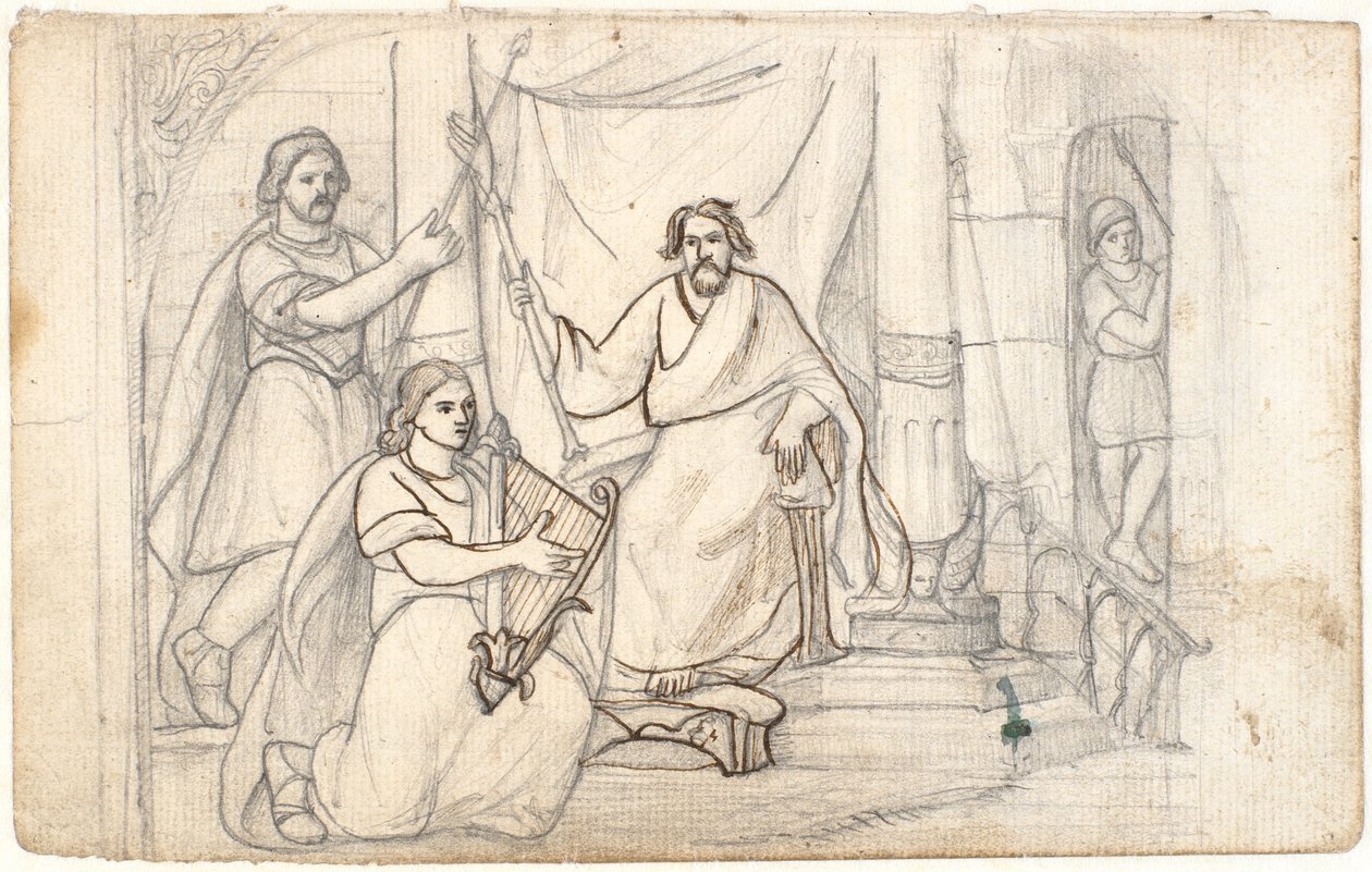 Davi toca harpa para Saul de Dankvart Dreyer