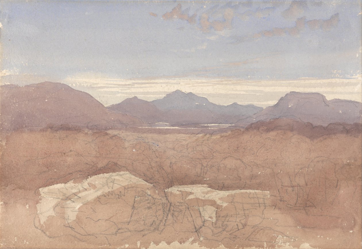 Uma vista montanhosa, North Wales de David Cox