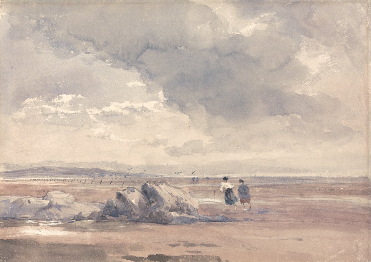 Em Lancaster Sands, maré baixa de David Cox