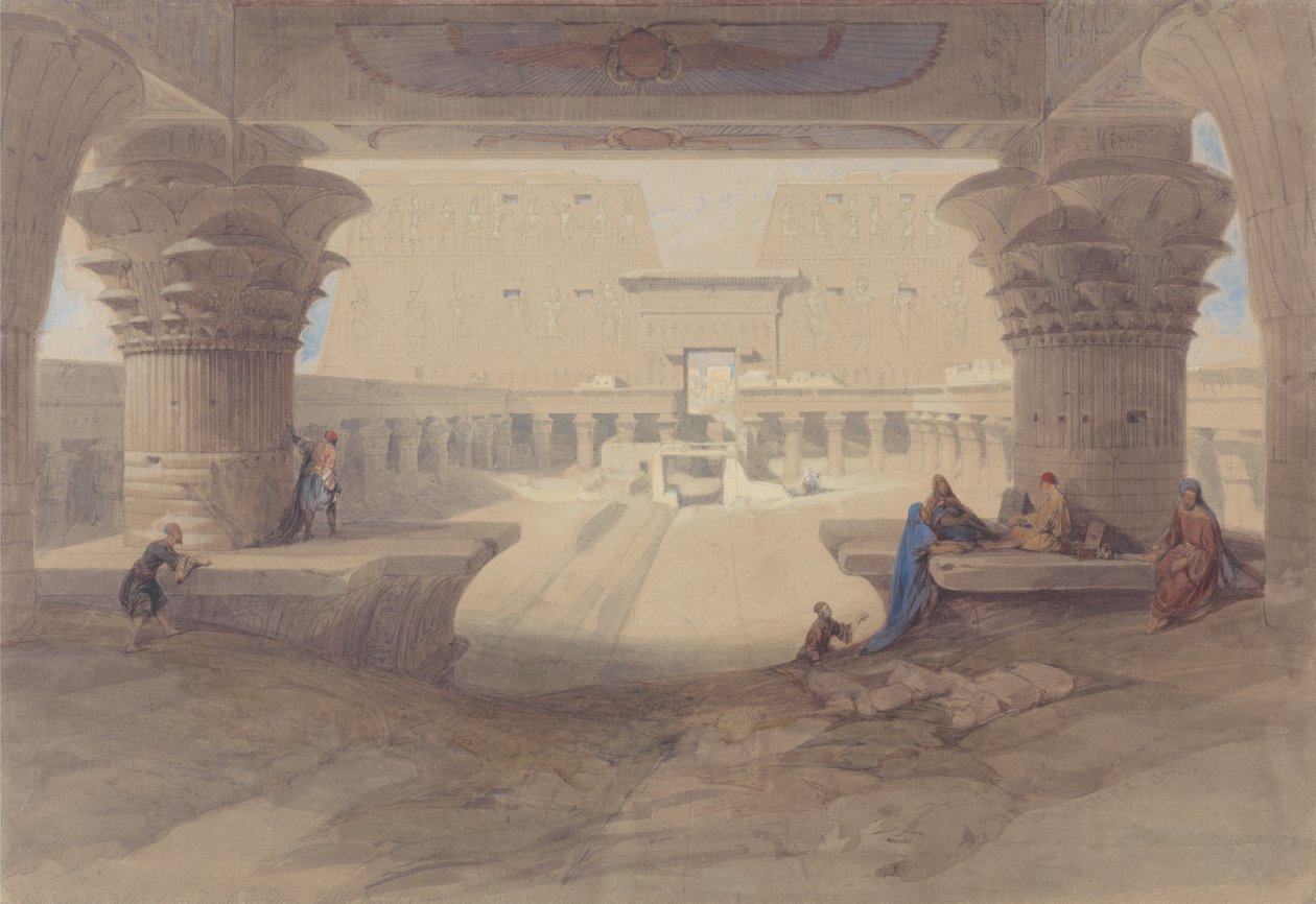 De sob o pórtico do templo de Edfu, Alto Egito de David Roberts