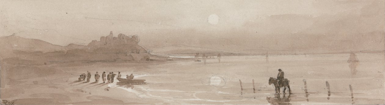 Seacoast, Sunset com Castelo de Harlech de David Cox