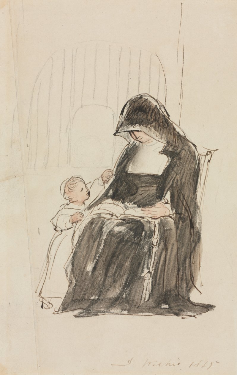 Freira lendo para uma criança de David Wilkie